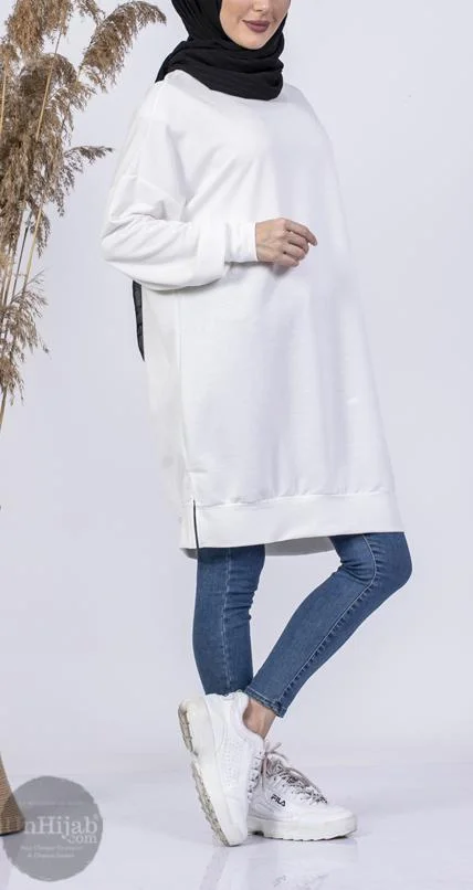 Sweat.blanc_.1_bdf41d68-e0c5-4566-a7c1-06f10735fc12.jpg SweatShirt Long Blanc – Image 1