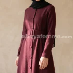 abaya boutonnee bordeaux 04