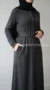 Dark grey buttoned Abaya 05