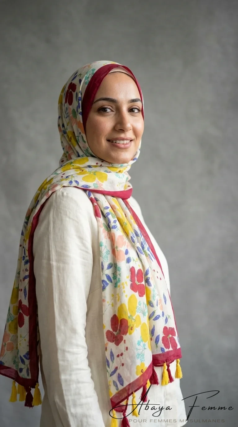 Châle Imprimé Rectangulaire CIC01 Collection Classique - Studio Photo - Model Style: Hijabi