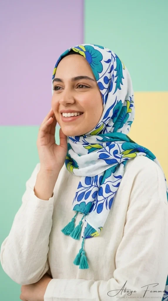 Premium Collection TS06 Rectangular Printed Shawl - Minimal Photo - Model Style: Hijabi