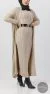 Gebreide set met lange jurk en vest in beige