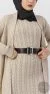 Gebreide set met lange jurk en vest in beige - Afbeelding 5