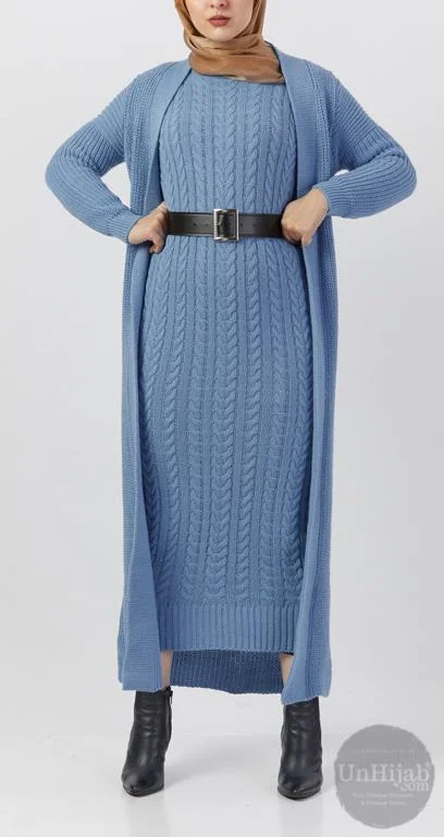 ensTrc.bleu-1_a59e8a5c-f8dd-4724-98e0-bf27a25b057f.jpg Ensemble Tricot Robe longue et Gilet SteelBlue – Image 1