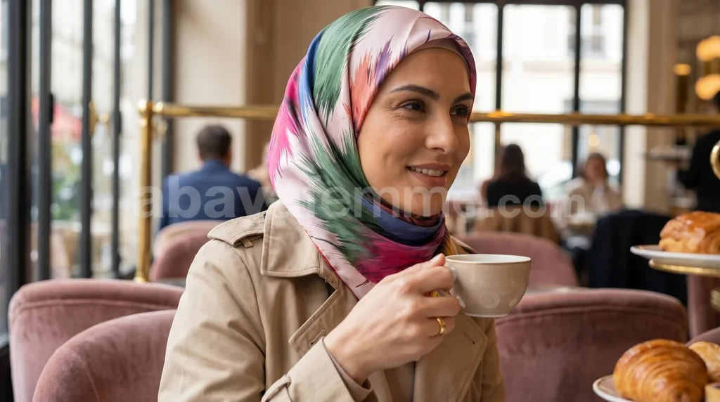 Foulard Collection Luxe FT45 1 Foulard collection luxe FT45 porté avec élégance et style chic