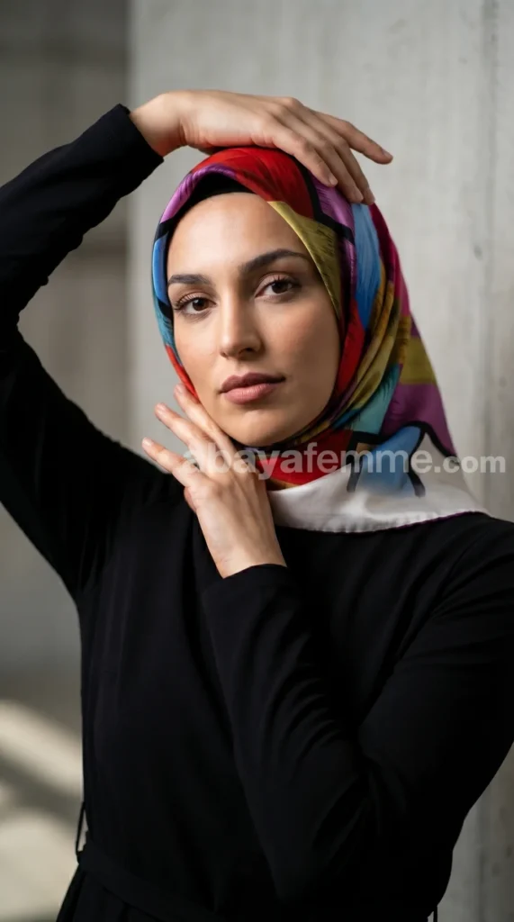 Foulard Collection Luxe FT39 2 Détails des motifs et finitions du foulard collection luxe FT39 effet soie