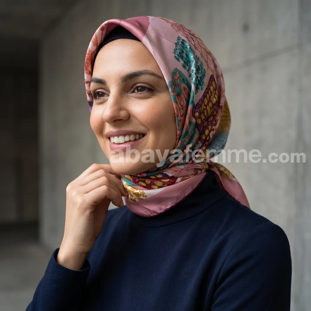 Foulard Collection Luxe FT38 2 Détails des motifs et du tissu satiné du foulard collection luxe FT38