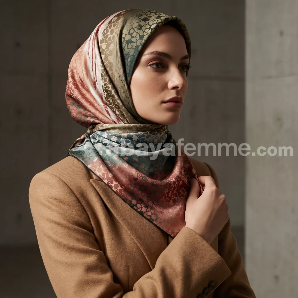 Foulard Collection Luxe FT35 4 Zoom sur la texture satinée du foulard collection luxe FT35