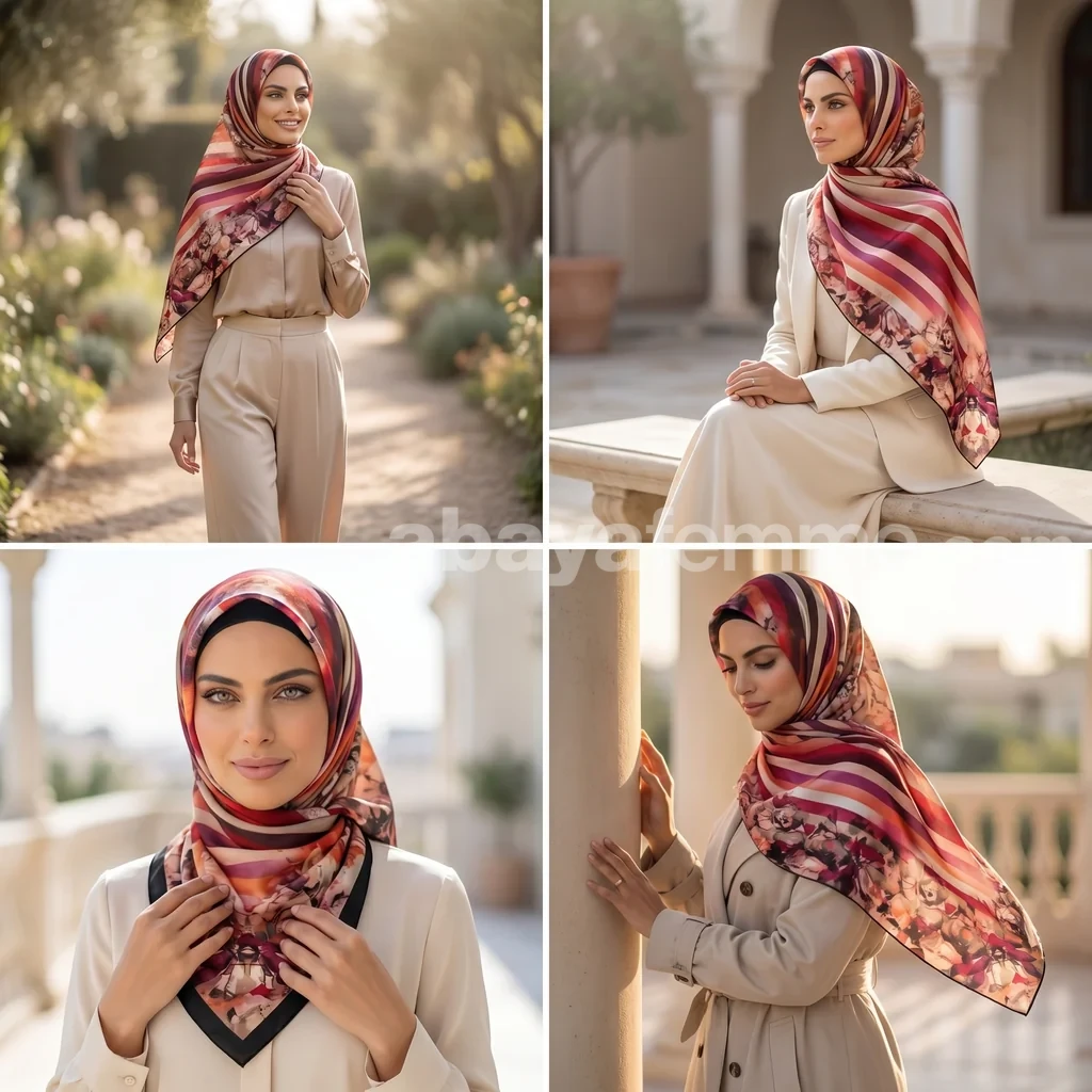 Foulard Collection Classique FT33 2 Détail du tissage et de l'éclat satiné du foulard collection classique FT33