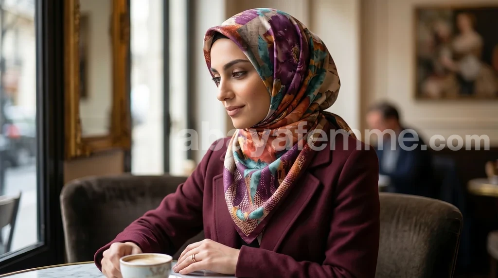 Foulard Collection Luxe FT29 1 Femme portant le foulard collection luxe ft29