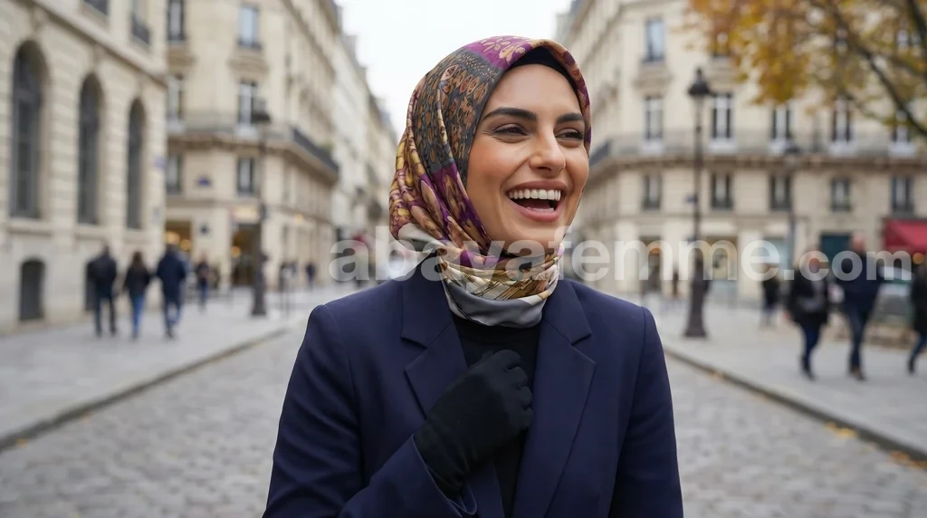 Foulard Collection luxe FT18 1 Femme portant le foulard collection luxe ft18 en hijab