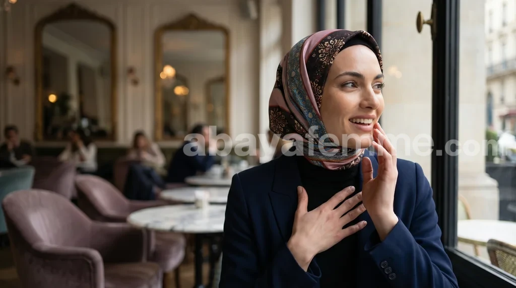 Foulard Collection Luxe FT08 1 Foulard collection luxe ft08 porté avec élégance