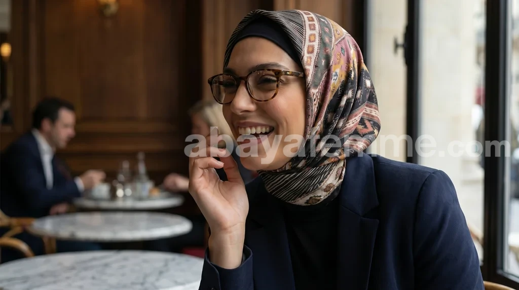 Foulard Collection Luxe FT07 1 Femme portant le foulard collection luxe ft07 avec élégance