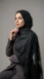 Hijab Encaje Negro Denim rectangular - Foto de estudio - Estilo de modelo: Hijabi