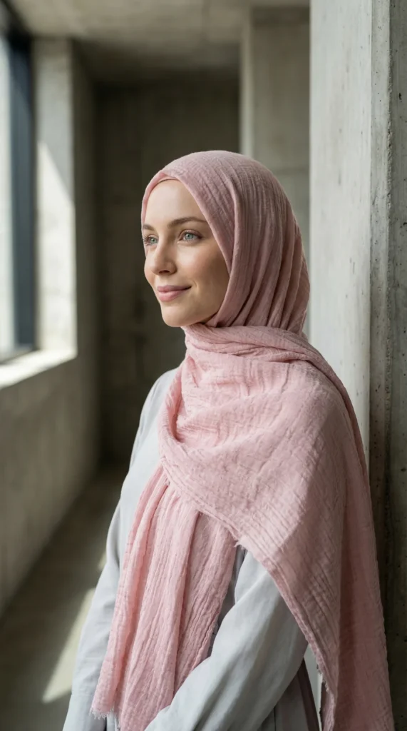 Hijab Froissé Nude Basic Collection - Minimal Photo - Model Style: Hijabi