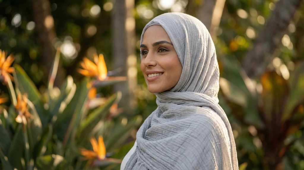 Hijab Froissé Silver Basic Collection 1 Hijab Froissé Silver Basic Collection - Garden Photo - Model Style: Hijabi