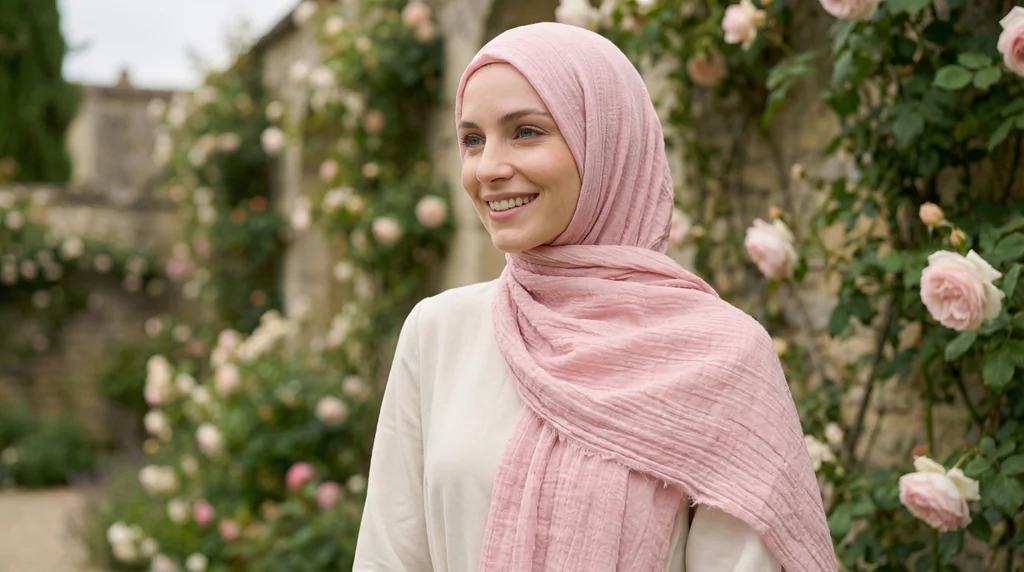 Hijab Froissé SoftPink Basic Collection 1 Hijab Froissé SoftPink Basic Collection - Garden Photo - Model Style: Hijabi