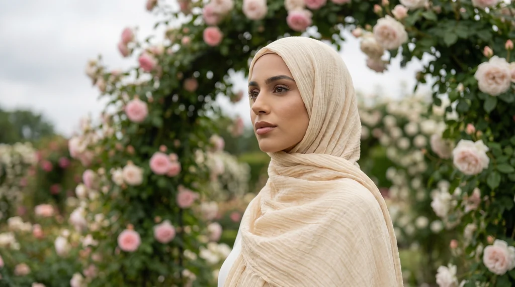 Hijab Froissé Vanille Basic Collection 1 Hijab Froissé Vanille Basic Collection - Garden Photo - Model Style: Hijabi