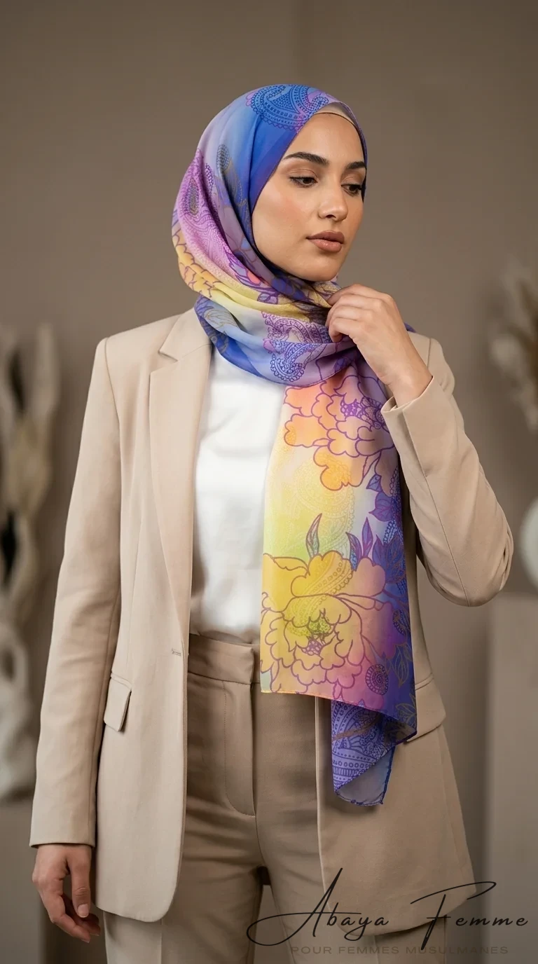Hijab imprimé Collection Lilia PST13 - Studio Photo - Model Style: Hijabi