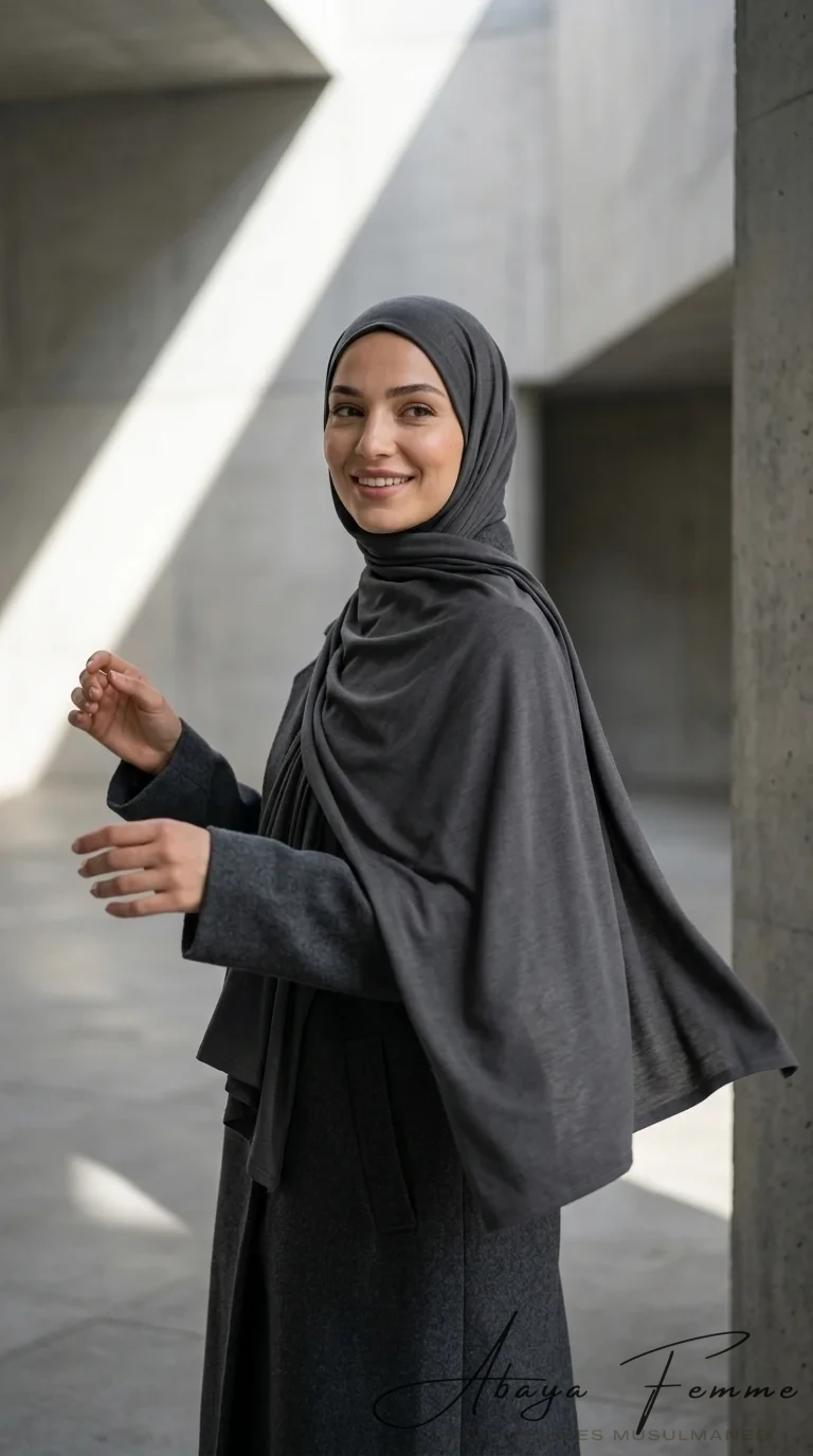 Hijab Jersey DarkGrey Collection Premium - Minimal Photo - Model Style: Hijabi