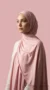 Light Pink Rectangular Jersey Hijab Premium Collection - Minimal Photo - Model Style: Hijabi