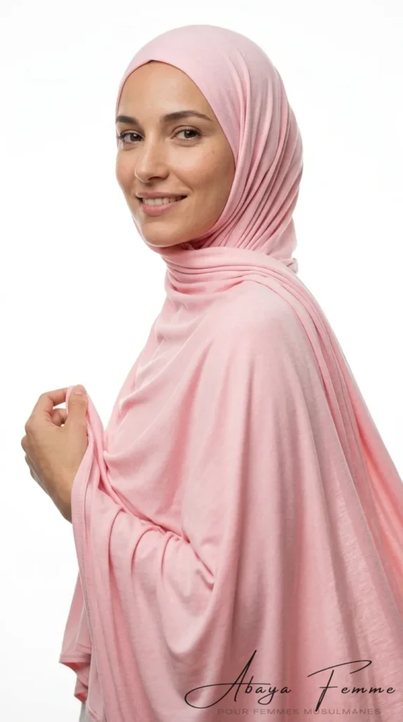 Hijab Jersey LightPink Rectangulaire Collection Premium – vue 1