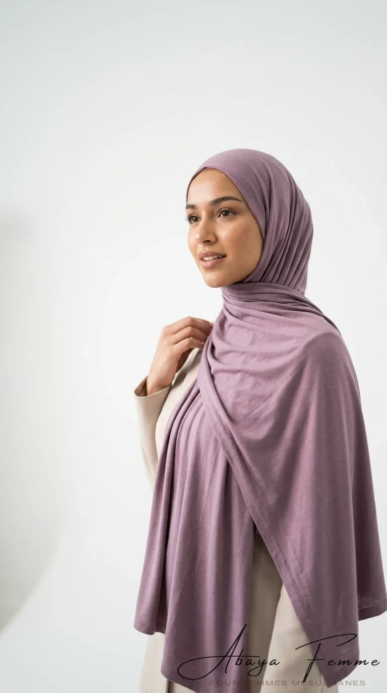 Hijab Jersey Mauve Collection Premium - Studio Photo - Model Style: Hijabi