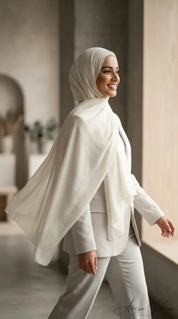 Hijab Mousseline Crème Premium Collection