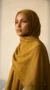 DarkKhaki Rectangular Crinkle Chiffon Hijab - Studio Photo - Model Style: Hijabi