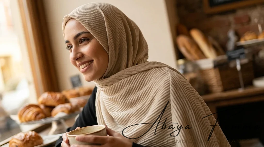 Hijab Plissé Careena Beige Rectangulaire 1 Hijab Plissé Careena Beige Rectangulaire