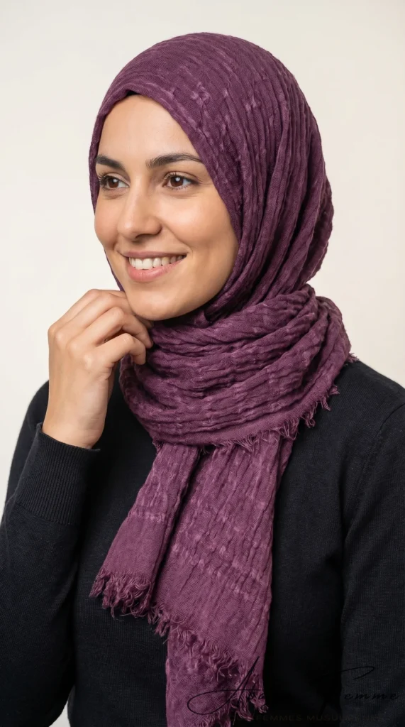 Hijab coton Distiny Prune – vue 4