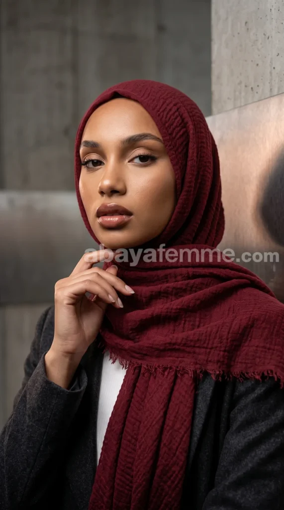 Hijab Froissé Rouge brique Basic Collection – view 1