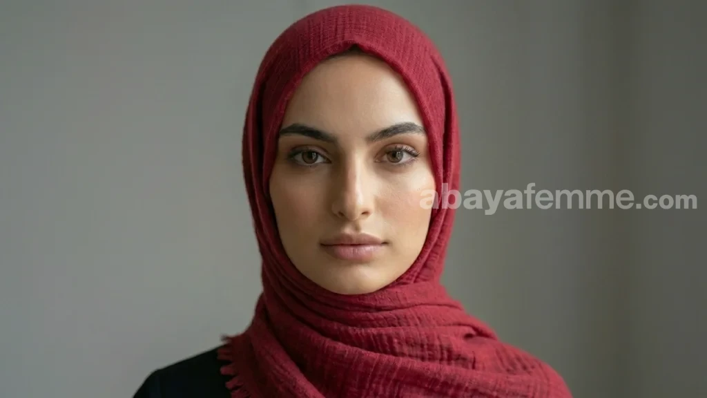 Hijab Froissé Deep Fushia Basic Collection 1 Femme portant le hijab froissé deep fushia basic collection