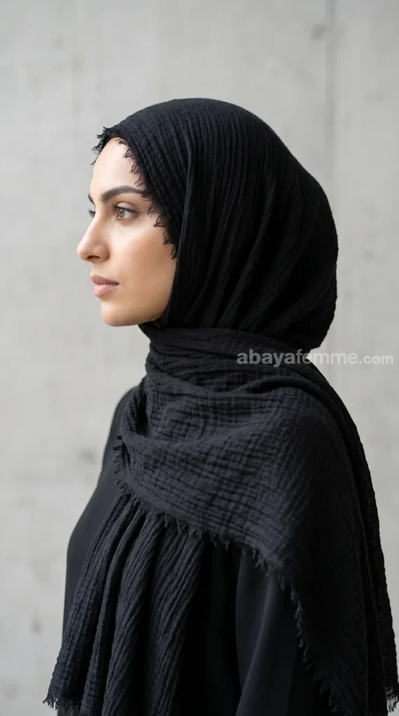 Hijab Froissé Noir collection basic – view 1