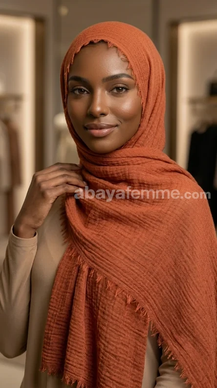 Hijab Froissé Rouille Basic Collection