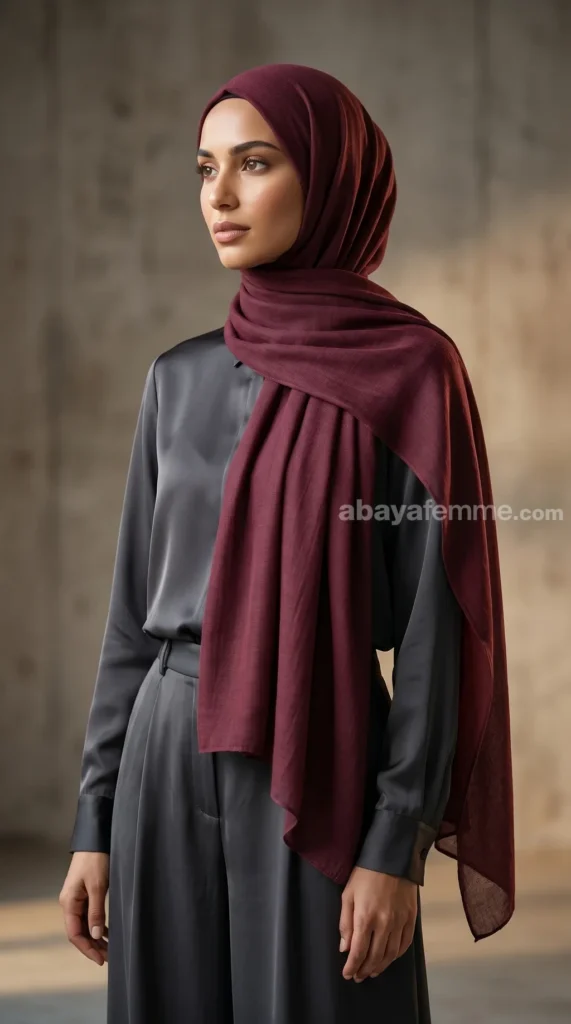 Burgundy Louna collection hijab 04