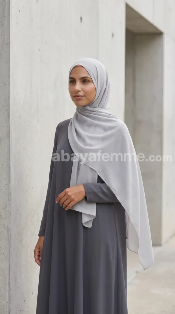 Hijab Mousseline Argent Rectangulaire Premium Collection – view 4