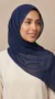 Navy Blue Premium Chiffon Hijab - Image 3
