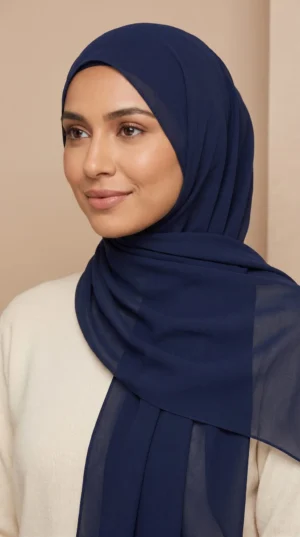 Navy Blue Chiffon Hijab