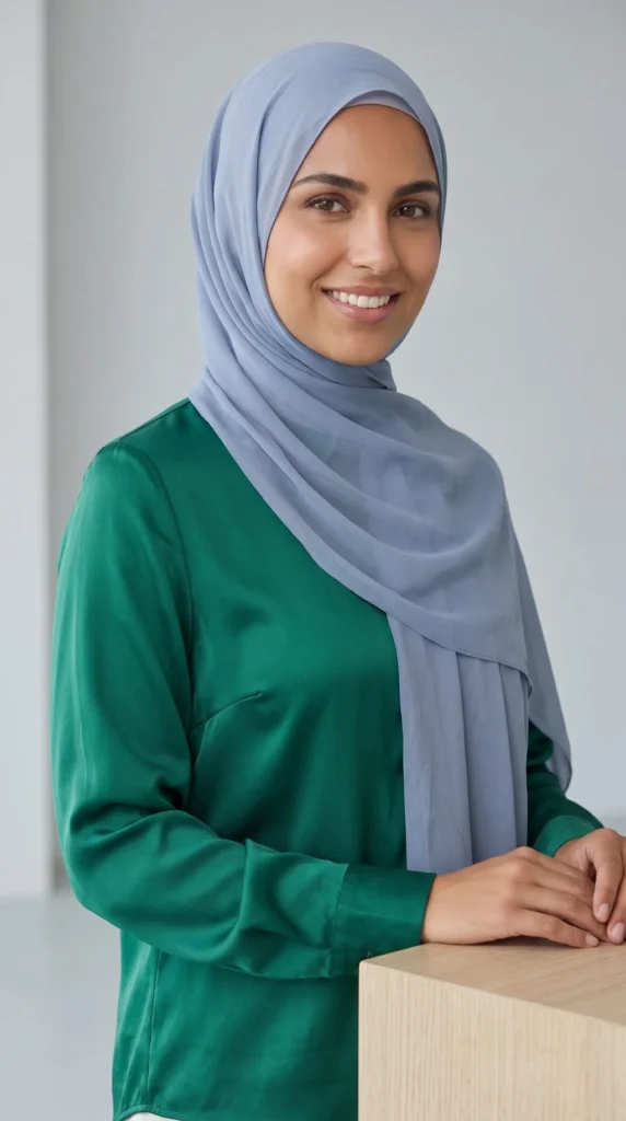 Hijab Mousseline Bleu poudré Premium Collection – view 3