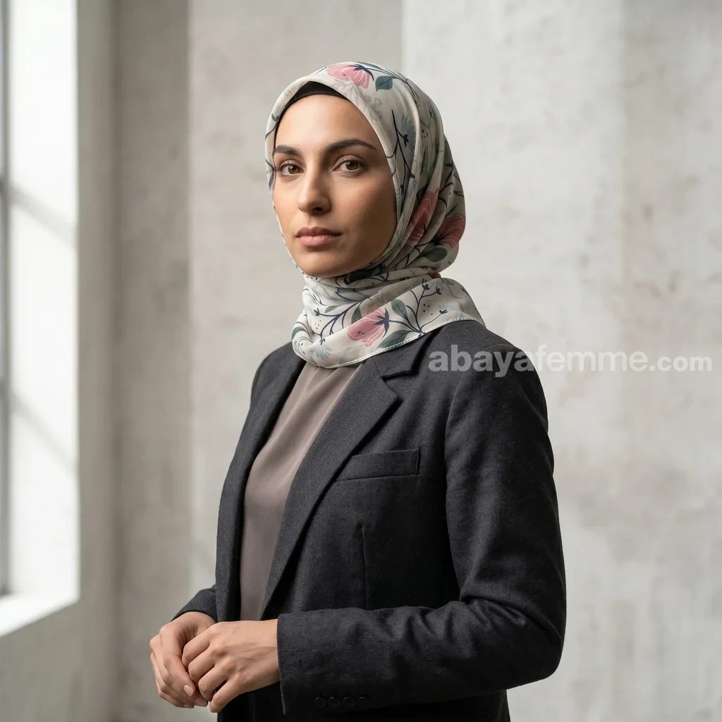 Hijab Mousseline de Soie Imprimé Carré Collection Luna FP01 3 Vue d'ensemble du hijab mousseline de soie imprimé Luna FP01