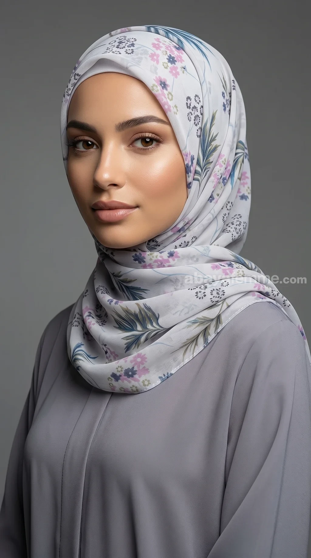 Hijab Mousseline de Soie Imprimé Carré Collection Luna FP03 01