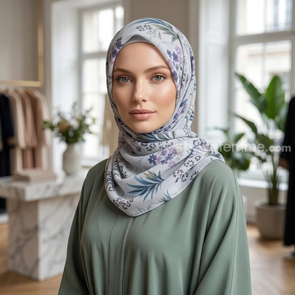 Hijab imprimé Hijab Carré imprimé Collection Luna FP04 2 Détails des motifs du hijab imprimé hijab carré imprimé collection luna fp04
