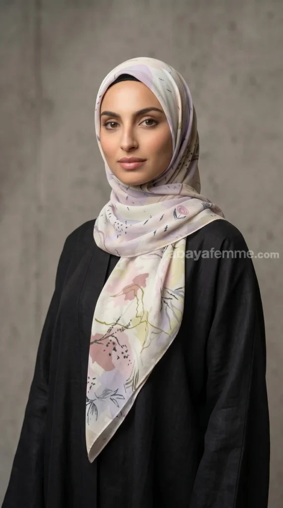 Hijab Mousseline de Soie Imprimé Carré Collection Luna FP06 – vue 2