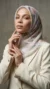 Hijab de muselina de seda estampado cuadrado Colección Luna FP08 02