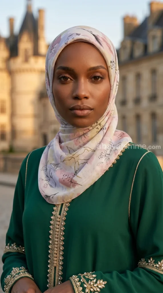 Hijab de muselina de seda estampado cuadrado Colección Luna FP08 03