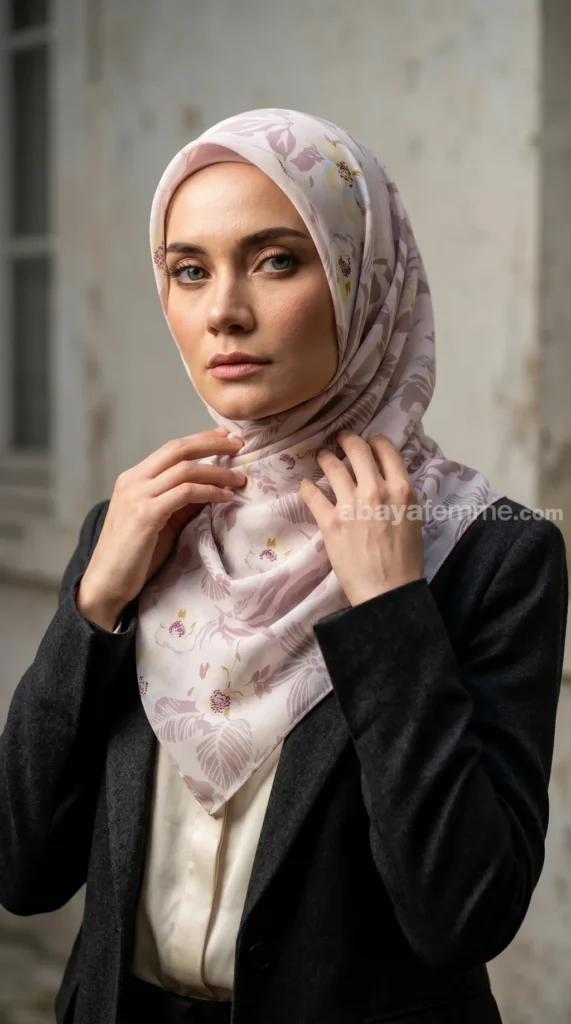 Hijab de muselina de seda estampado cuadrado Colección Luna FP07 03