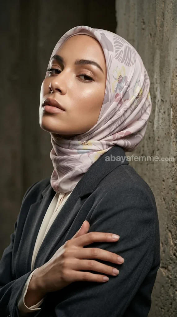 Hijab de muselina de seda estampado cuadrado Colección Luna FP07 02