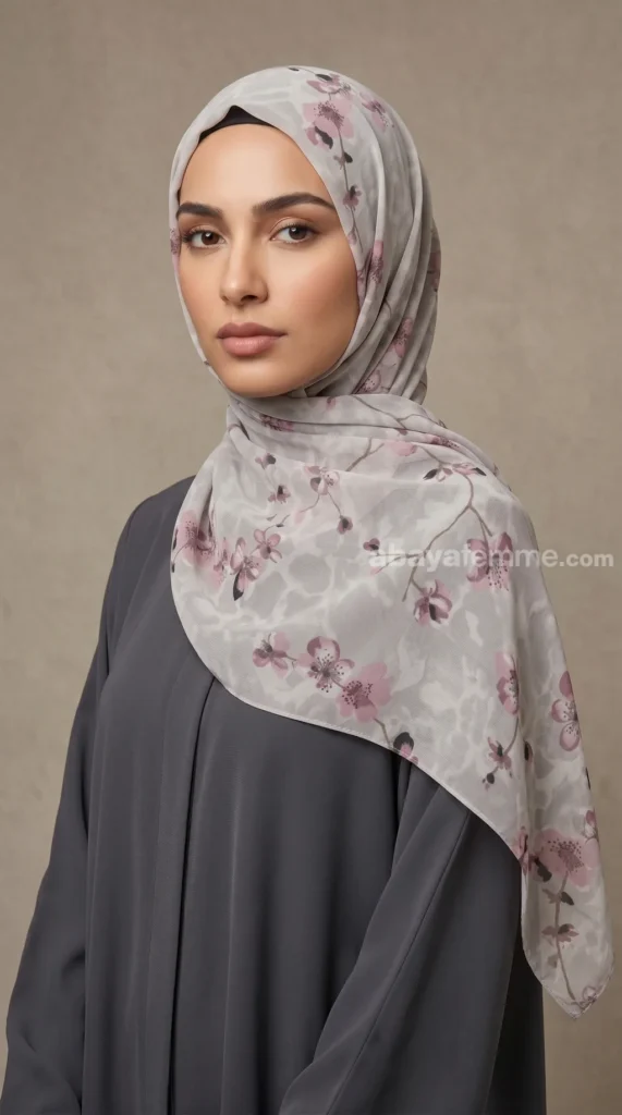 Hijab Mousseline de Soie Imprimé Carré Collection Luna FP17 – vue 4