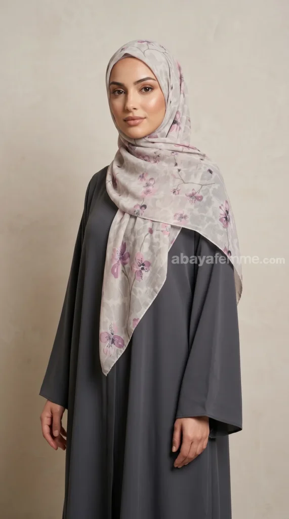 Hijab Mousseline de Soie Imprimé Carré Collection Luna FP17 – vue 2